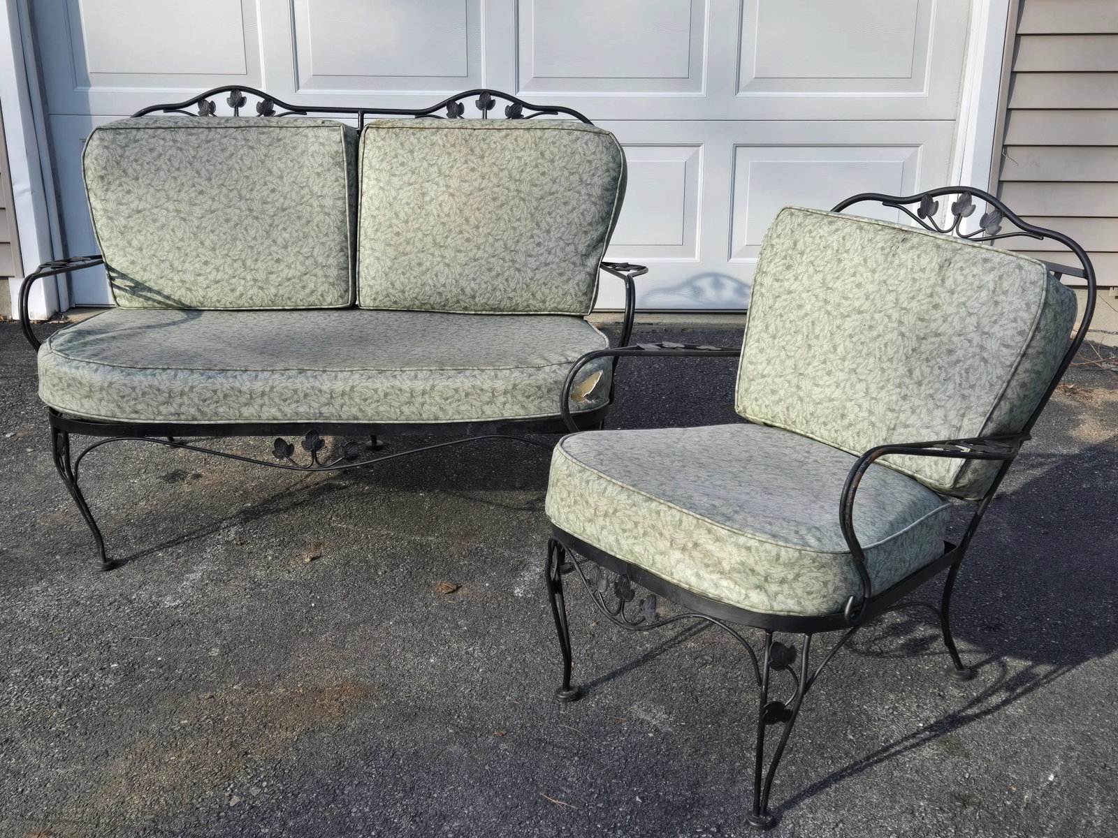 Vintage Wrought Iron Patio Seating Loveseat and Chair - 5
