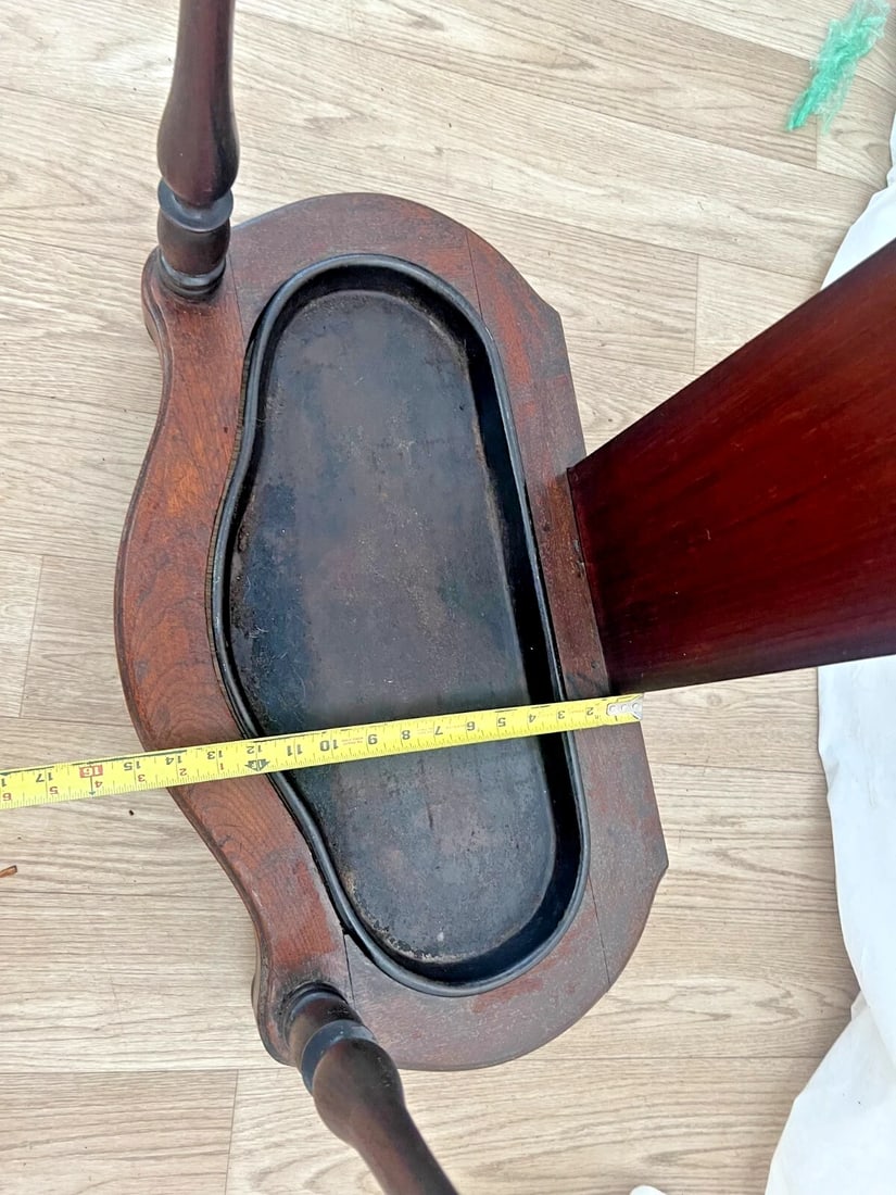 1900s Victorian Hall Tree Umbrella Stand Starburst Shape Round Mirror Iron Drip Pan - 9