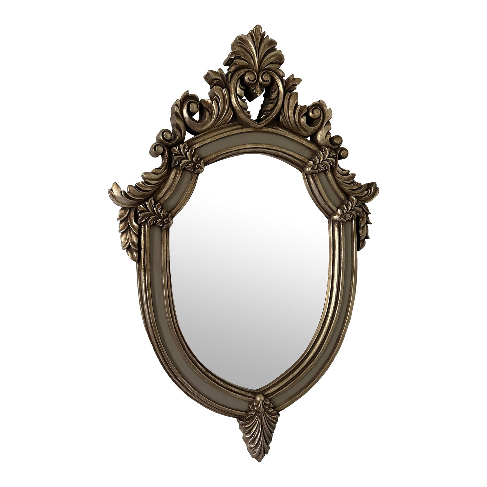 Vintage Ornate Hollywood Regency Style Silver and Slate Blue Grey Kent Wall Mirror (1 of 6)