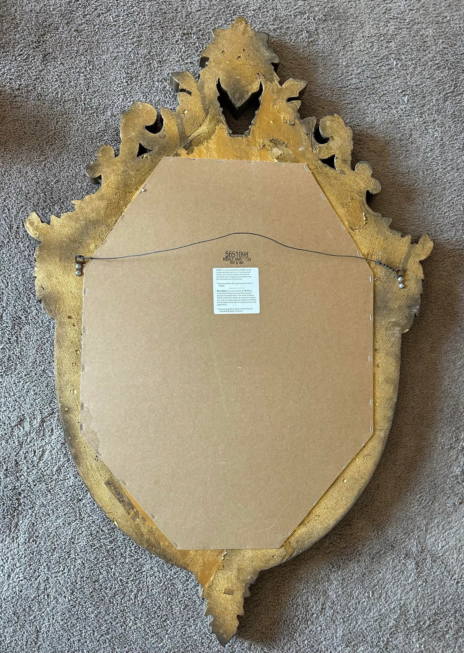 Vintage Ornate Hollywood Regency Style Silver and Slate Blue Grey Kent Wall Mirror - 5