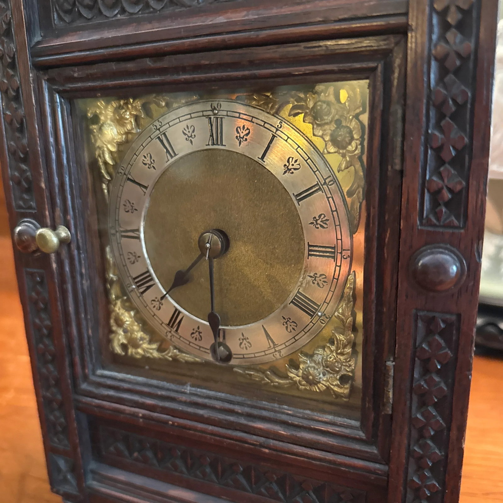 German Carved Oak Clock - 2
