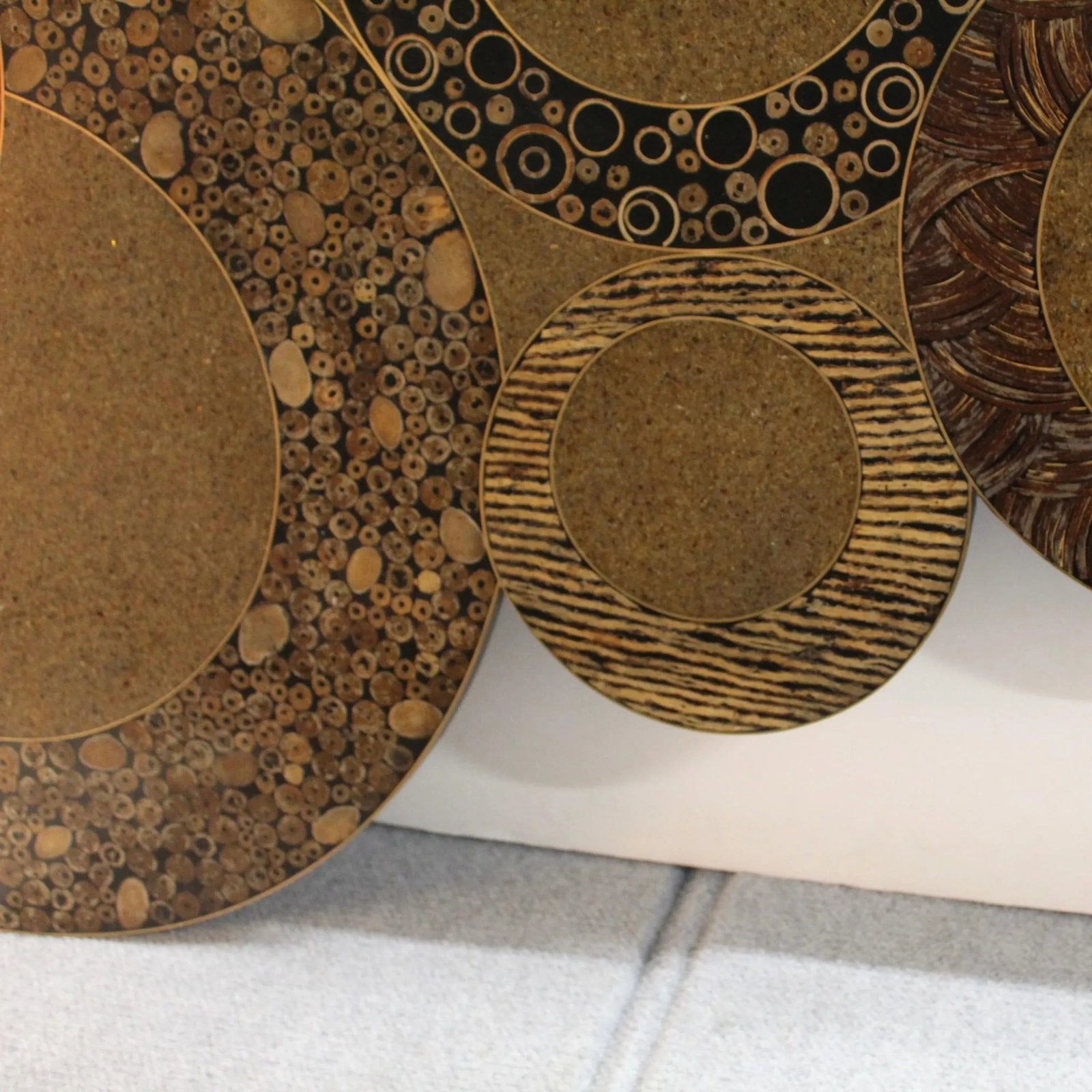 Wall Sculpture by Maitland Smith | Monumental| Rings of Wood Parquet - 6