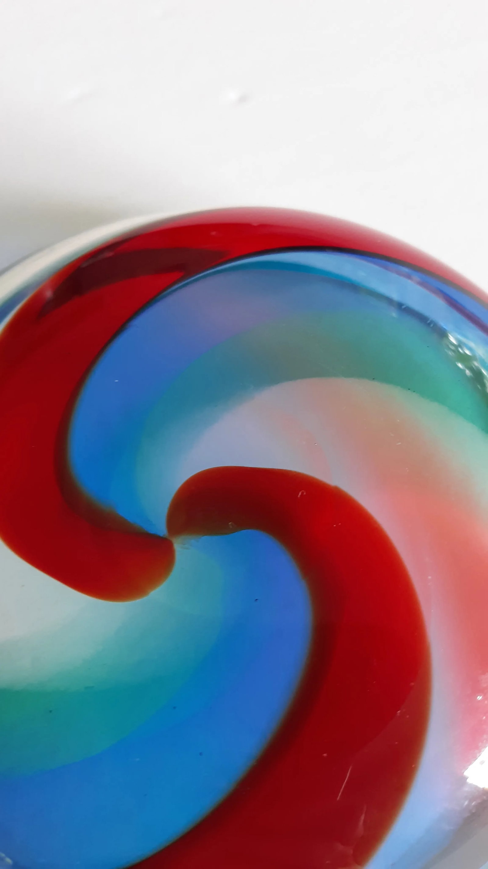 Vintage Fulvio Bianconi Fasce Ritorte Bowl Red Green Blue Signed Murano Italia - 2