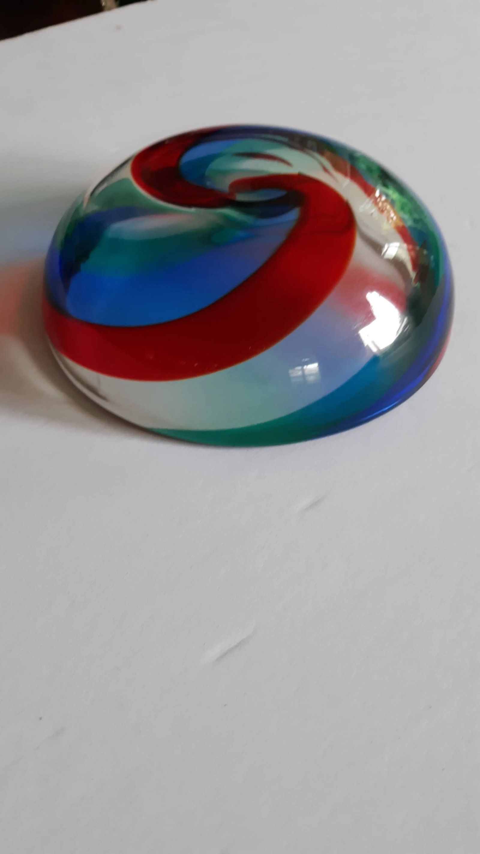 Vintage Fulvio Bianconi Fasce Ritorte Bowl Red Green Blue Signed Murano Italia - 3