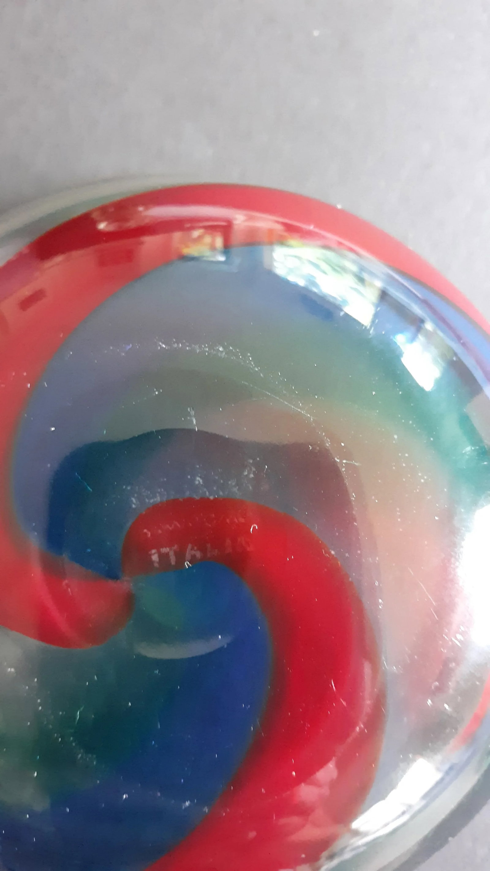 Vintage Fulvio Bianconi Fasce Ritorte Bowl Red Green Blue Signed Murano Italia - 5