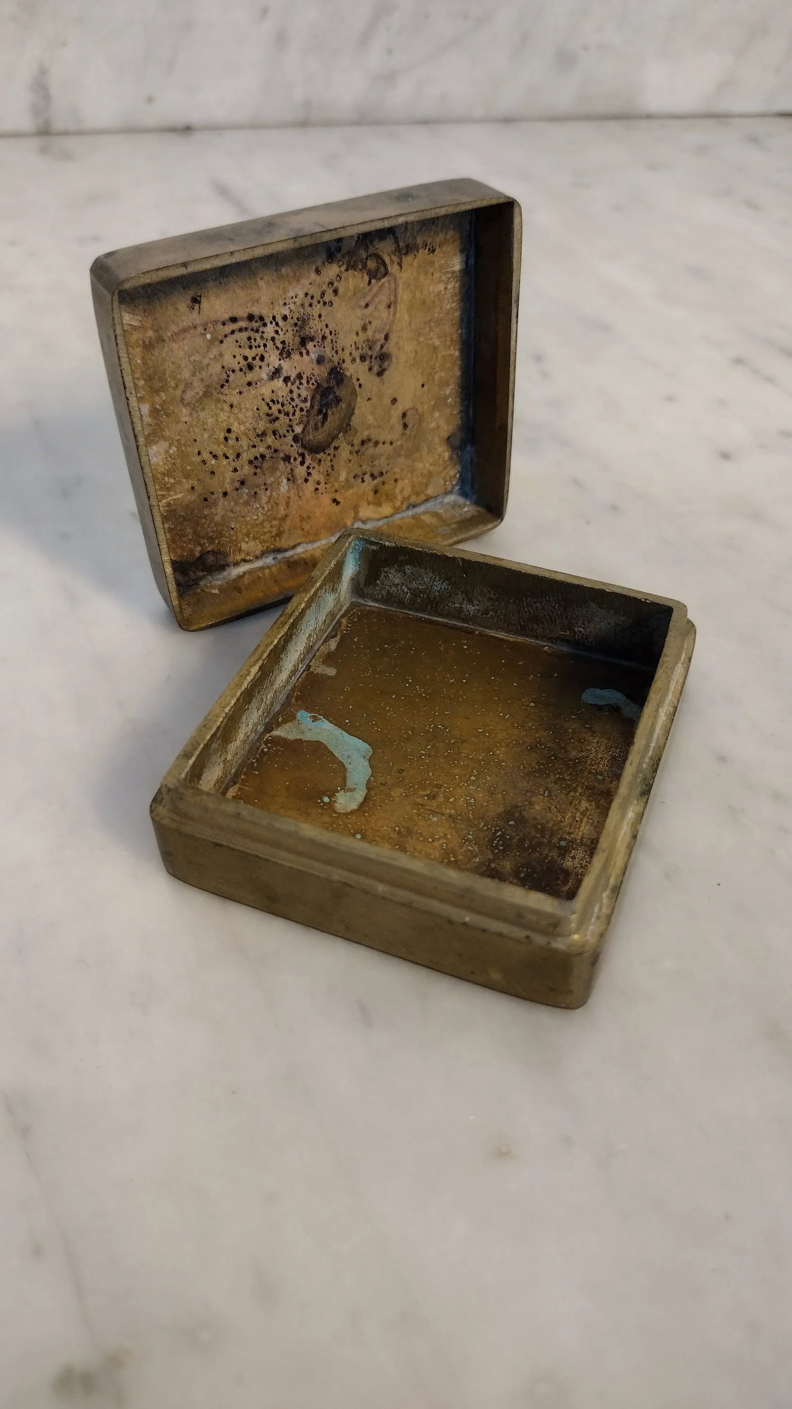 Early 20th Century Antique Chinese Ink Box Brass - 6