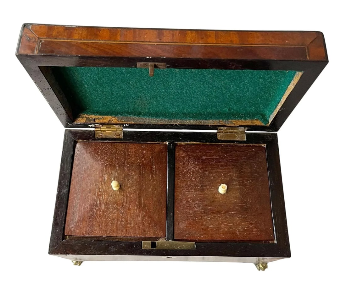 19th Century Regency Style Tea Box With Key - 3