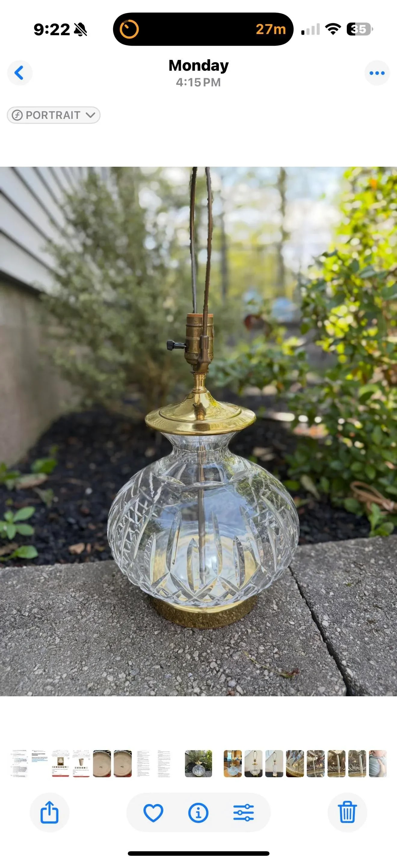 1960s Waterford Crystal Lamp With Brass Detailing - 2