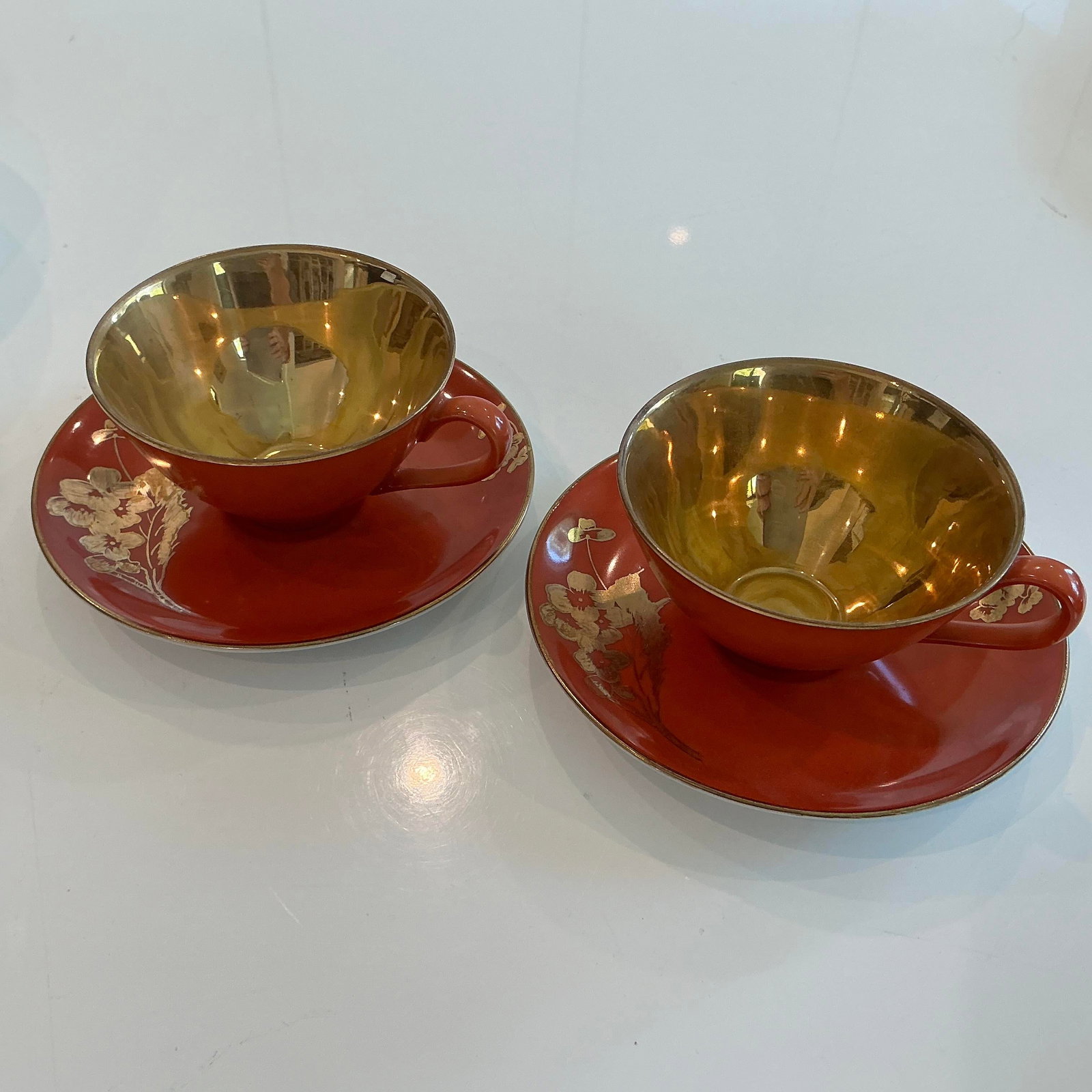 Vintage Dorothy C. Thorpe China Persimmon and Gold China Set- 31 Pieces - 11