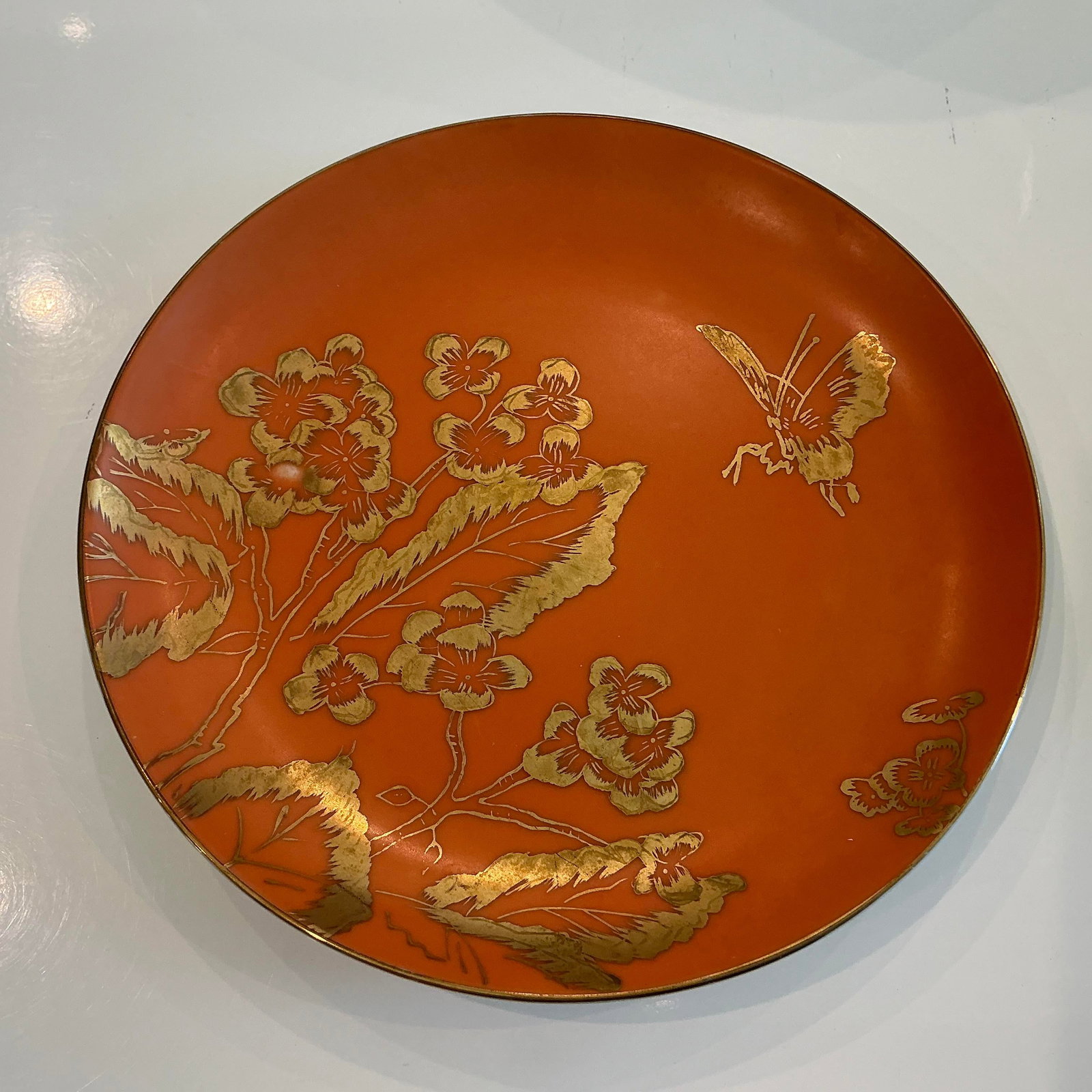 Vintage Dorothy C. Thorpe China Persimmon and Gold China Set- 31 Pieces - 4