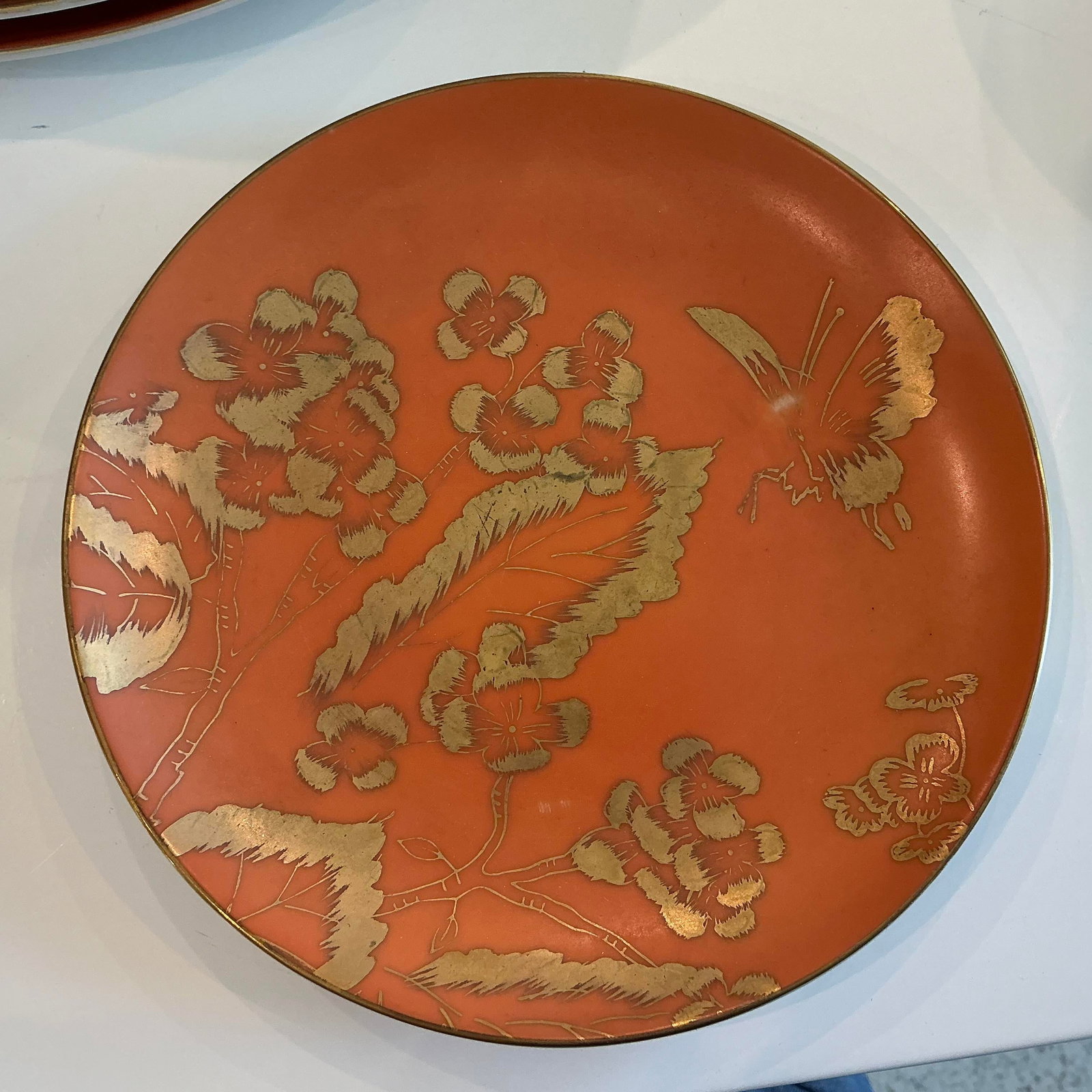 Vintage Dorothy C. Thorpe China Persimmon and Gold China Set- 31 Pieces - 5