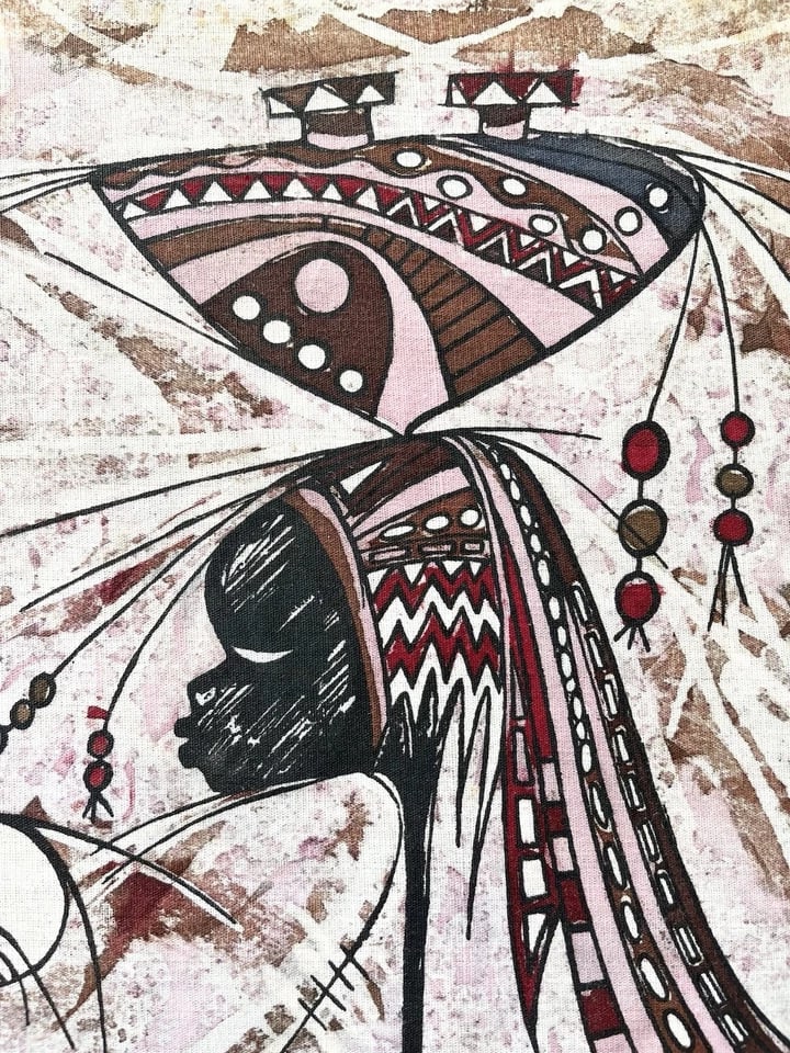 1980s Sudi Kukumba African Abstract Art Original Dyed Textile Cloth - 2