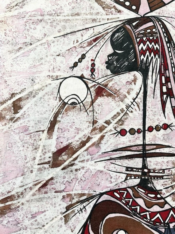 1980s Sudi Kukumba African Abstract Art Original Dyed Textile Cloth - 3