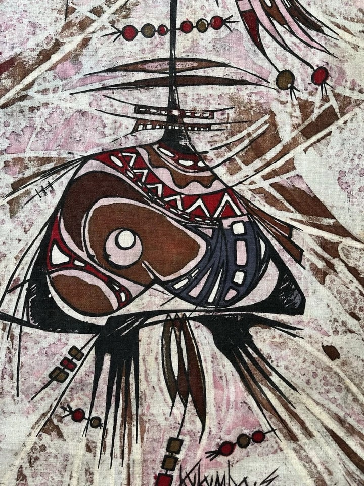 1980s Sudi Kukumba African Abstract Art Original Dyed Textile Cloth - 4