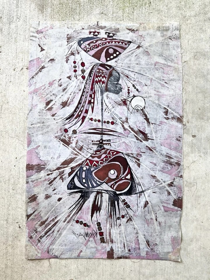 1980s Sudi Kukumba African Abstract Art Original Dyed Textile Cloth - 8