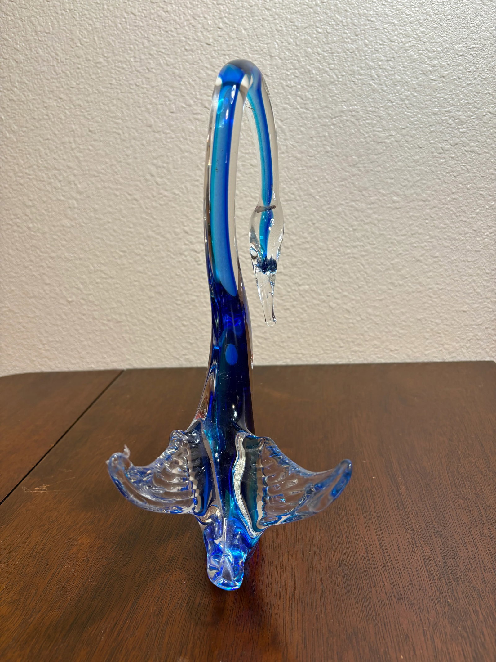 Vintage Murano Blue and Clear Glass Swan - 2