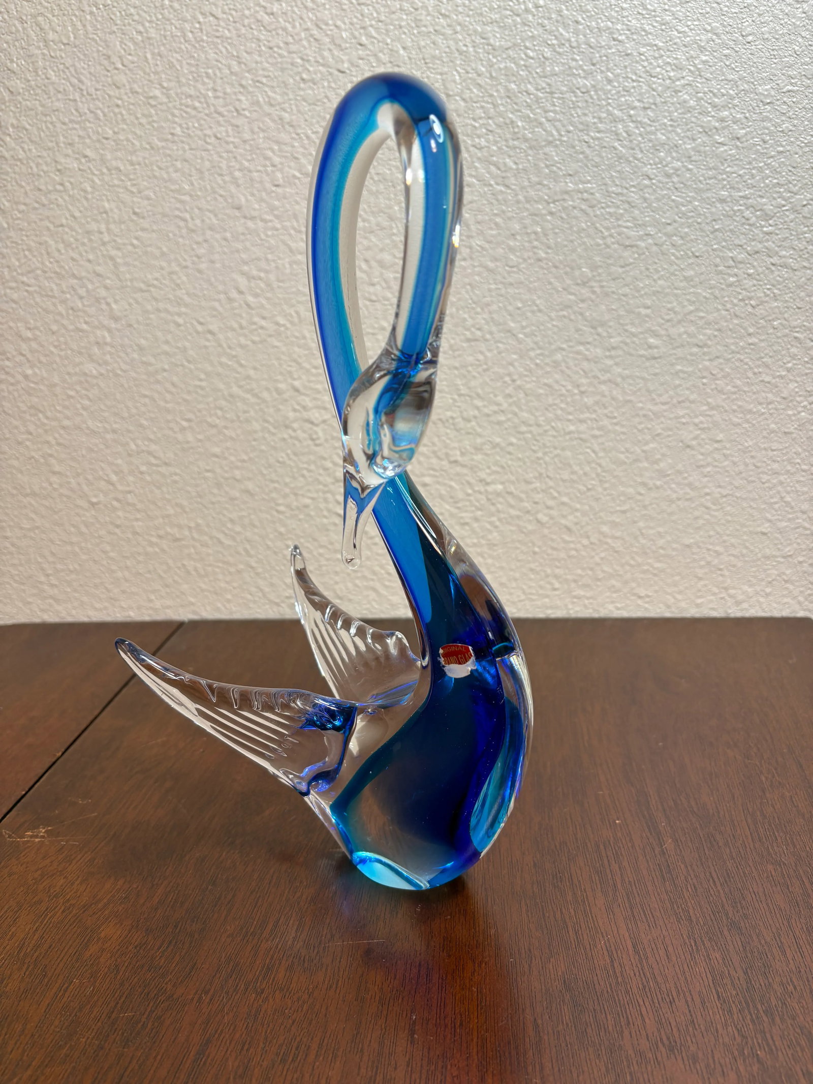 Vintage Murano Blue and Clear Glass Swan - 3