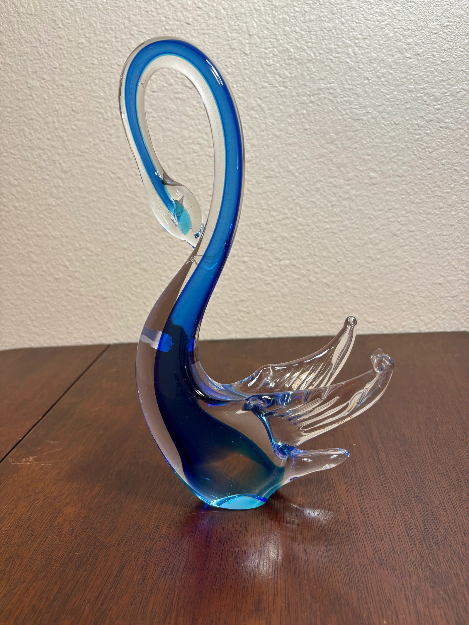 Vintage Murano Blue and Clear Glass Swan - 4