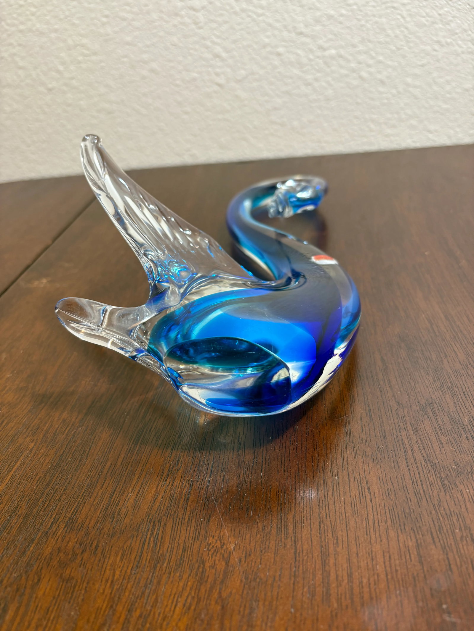 Vintage Murano Blue and Clear Glass Swan - 6