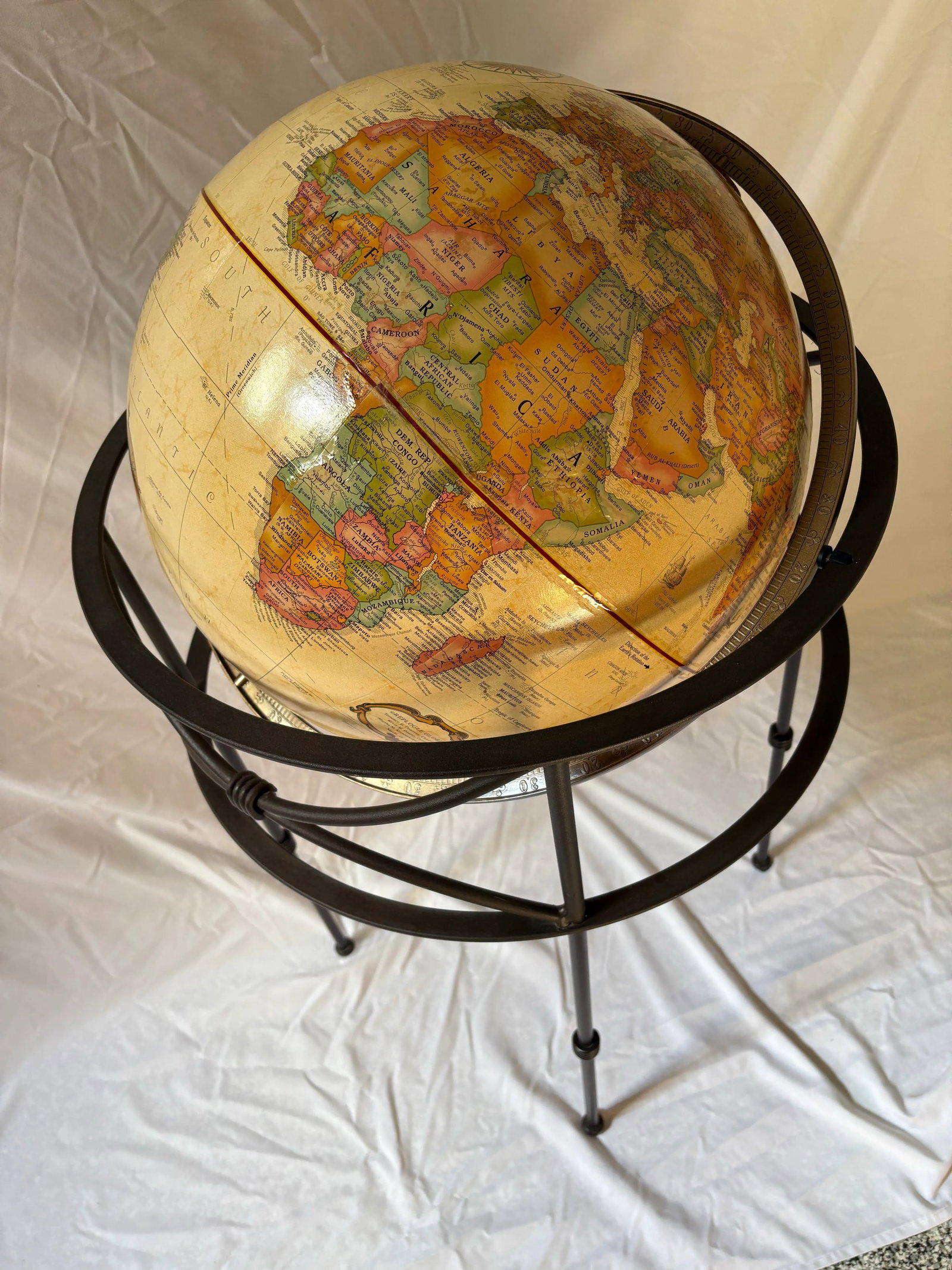 Vintage Standing Rotating Iron Encased Reploge Globe - 3