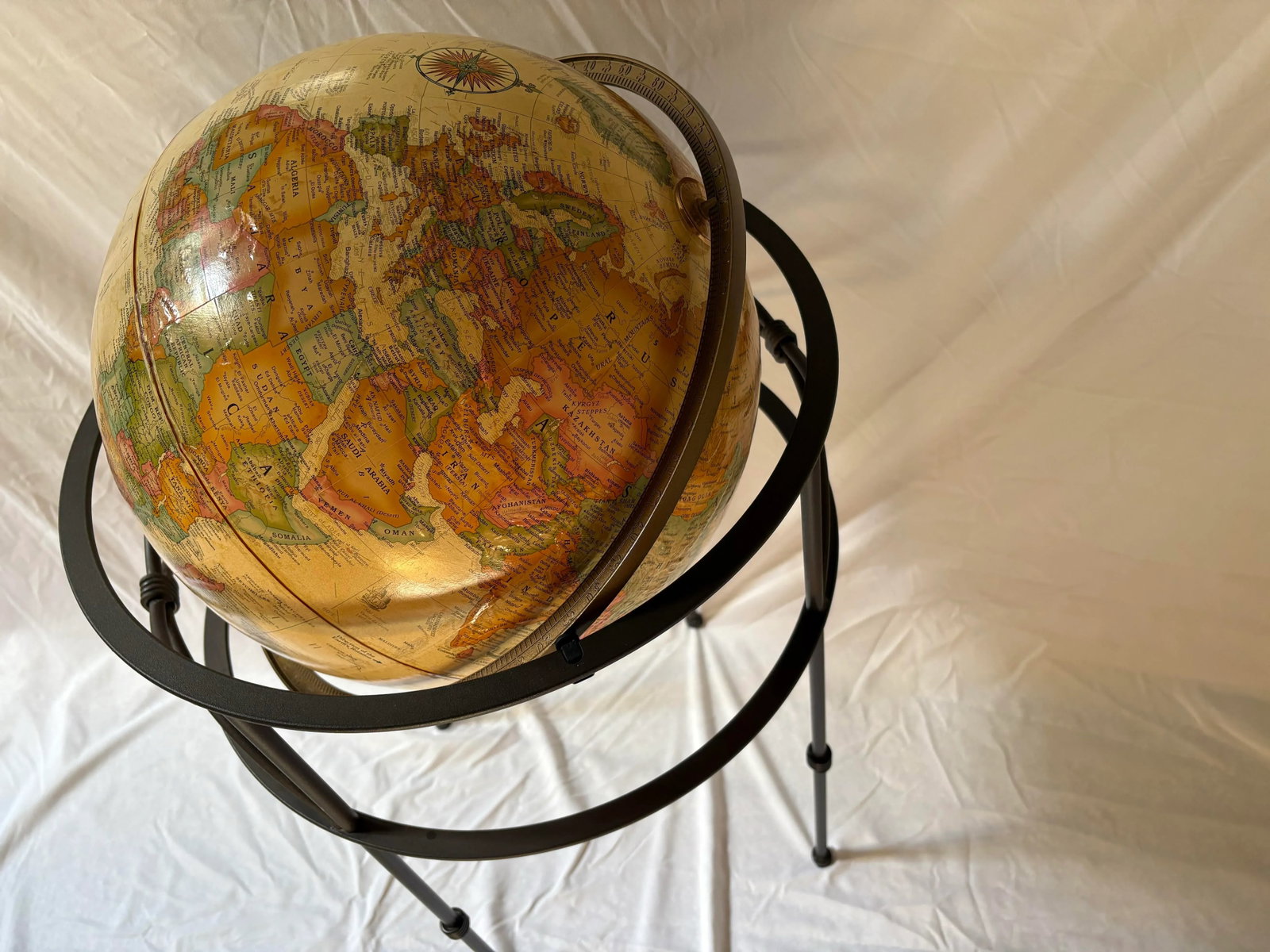 Vintage Standing Rotating Iron Encased Reploge Globe - 5