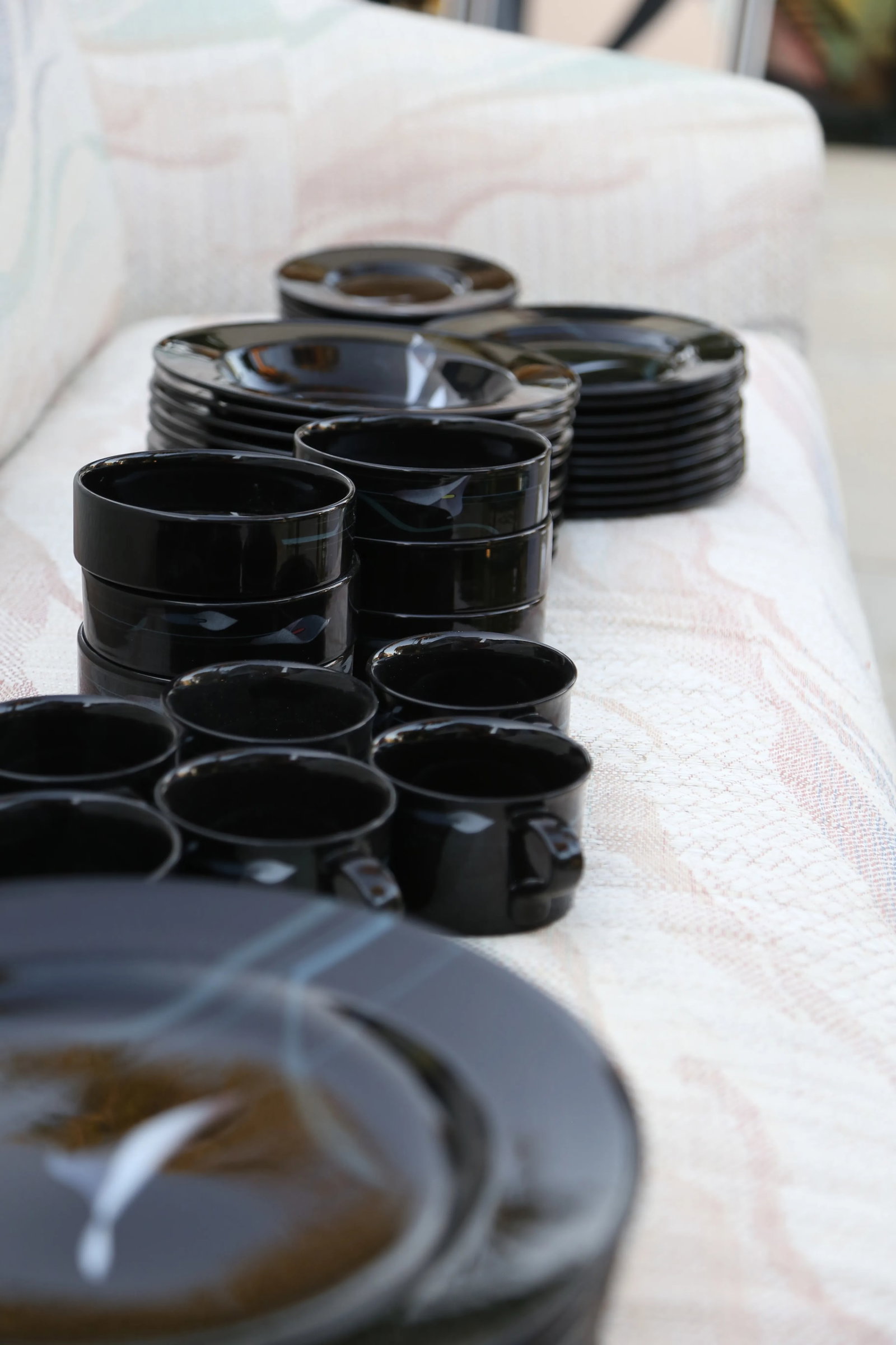 1980s Mikasa Galleria Opus Black Dinnerware Full Set - 50 Piece Set - 3