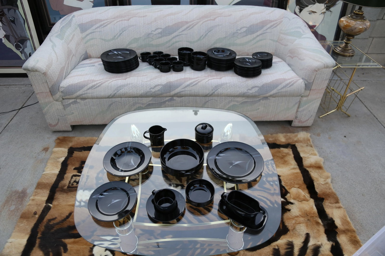 1980s Mikasa Galleria Opus Black Dinnerware Full Set - 50 Piece Set - 4