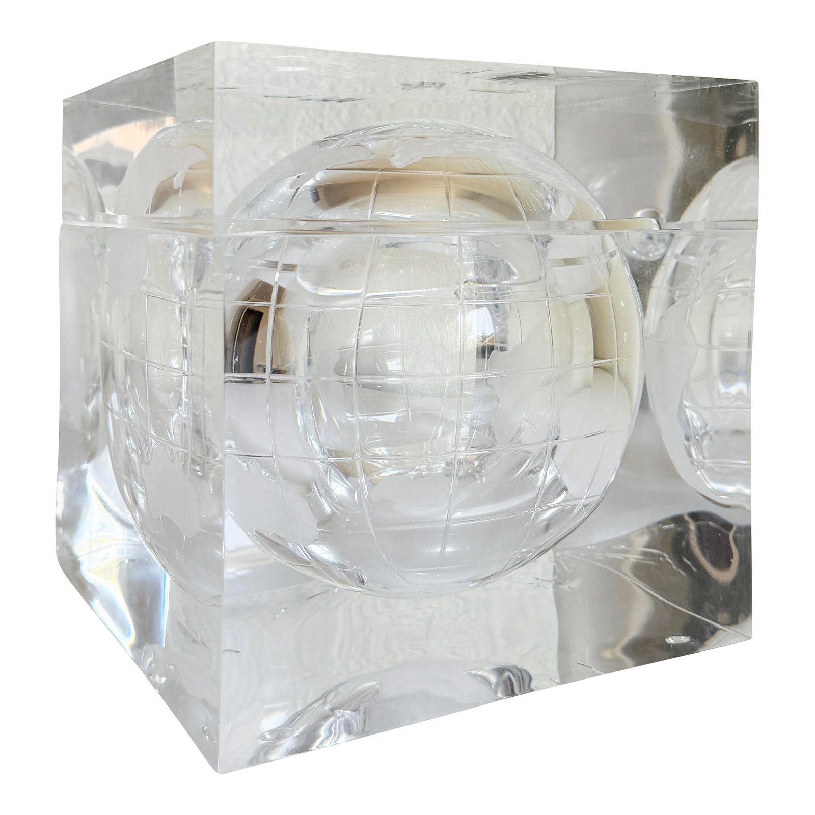 1960s Alessandro Albrizzi Lucite World Globe Ice Bucket (1 of 11)
