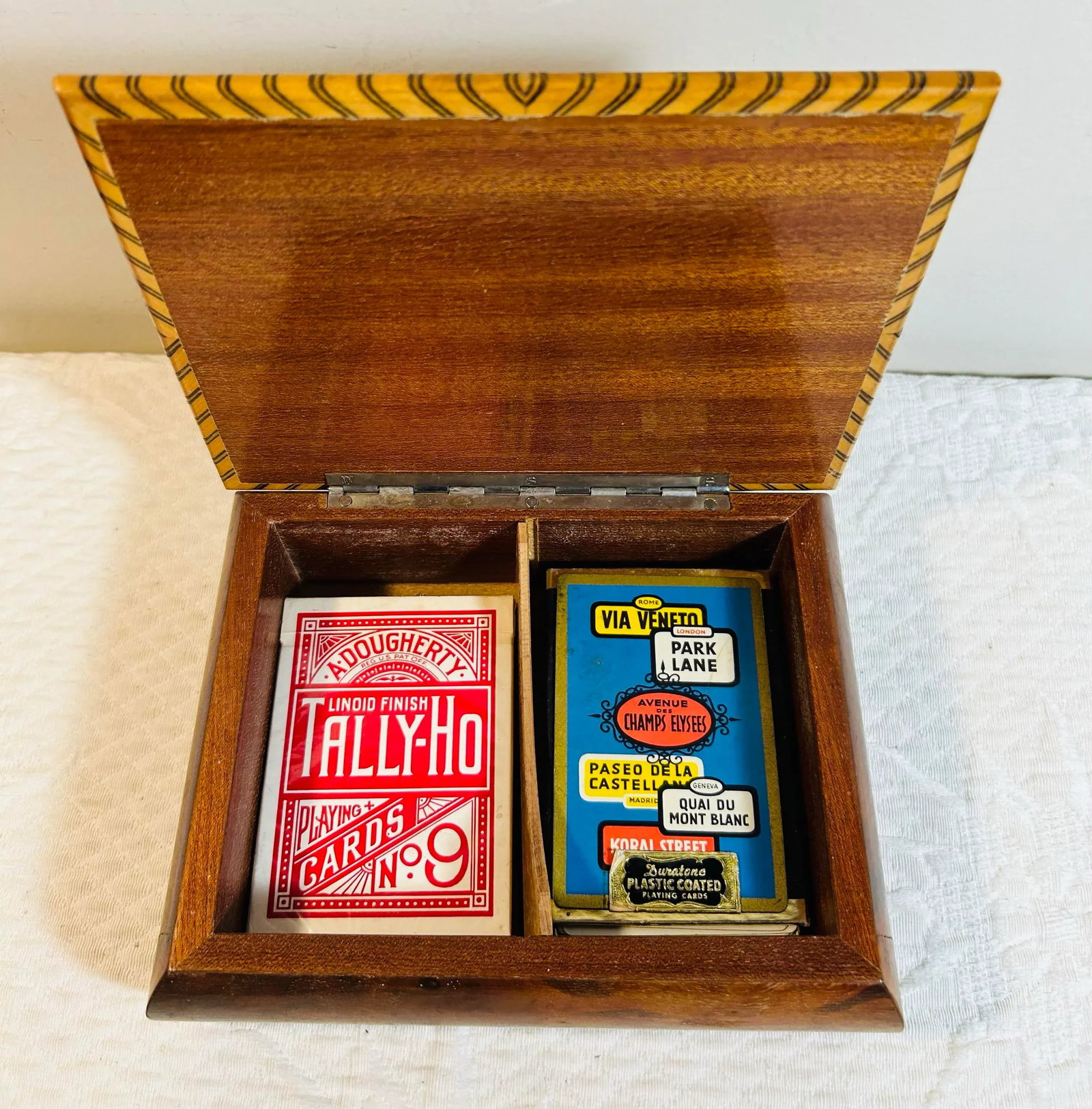 Vintage 1960's Italian Inlaid Wood Card Box - 4
