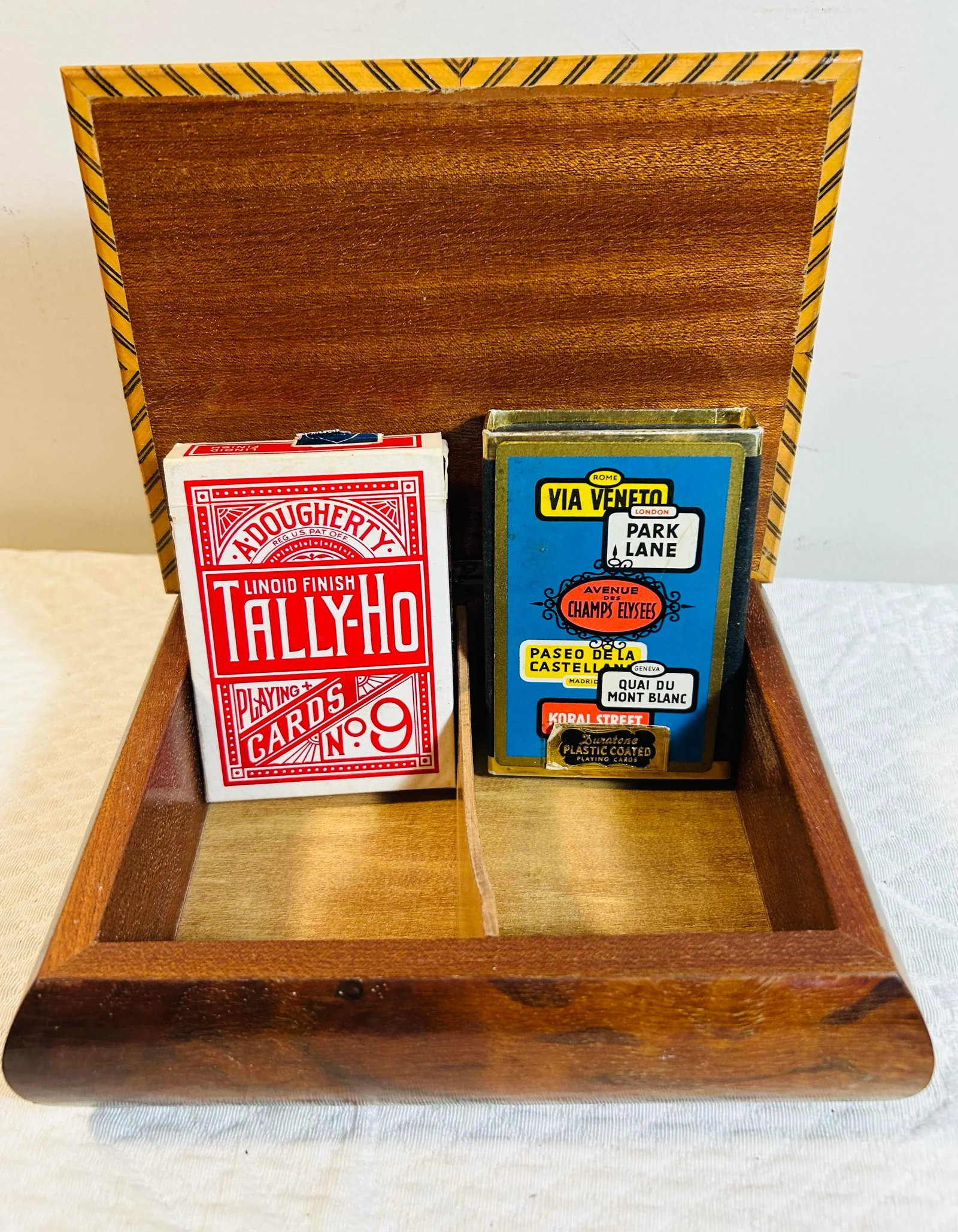 Vintage 1960's Italian Inlaid Wood Card Box - 5