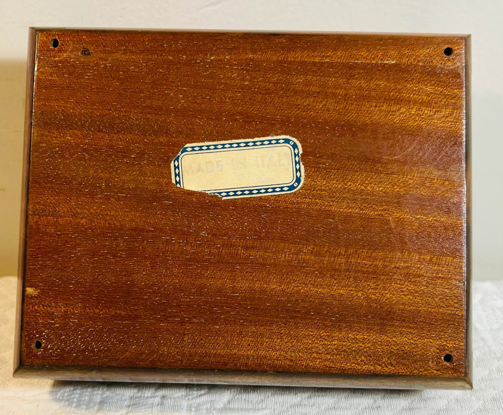 Vintage 1960's Italian Inlaid Wood Card Box - 9