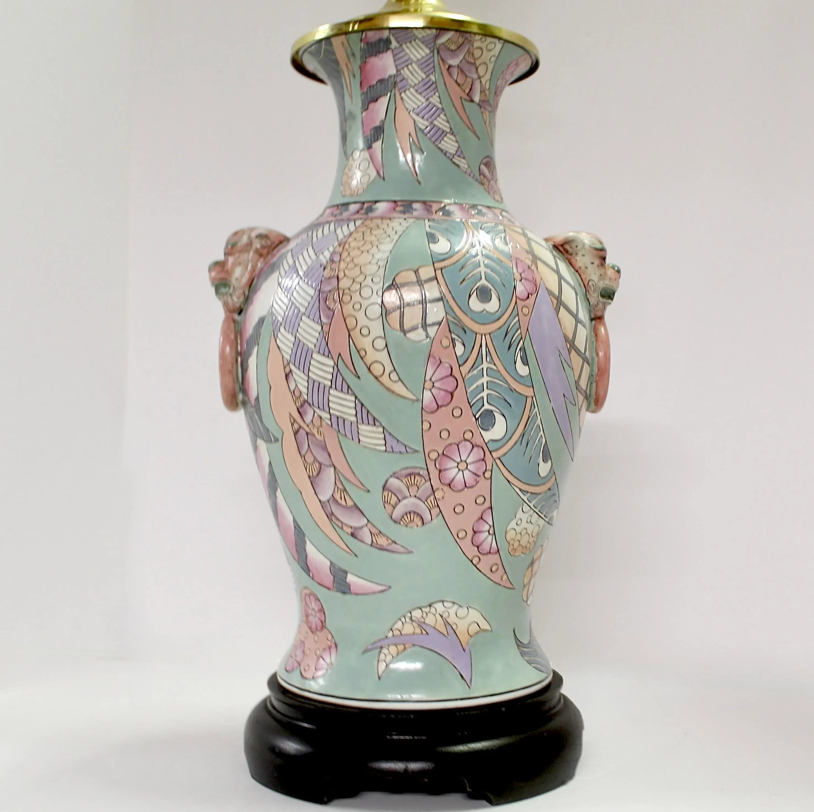Vintage Ceramic Foo Dogs Chinoiserie Table Lamp - 2