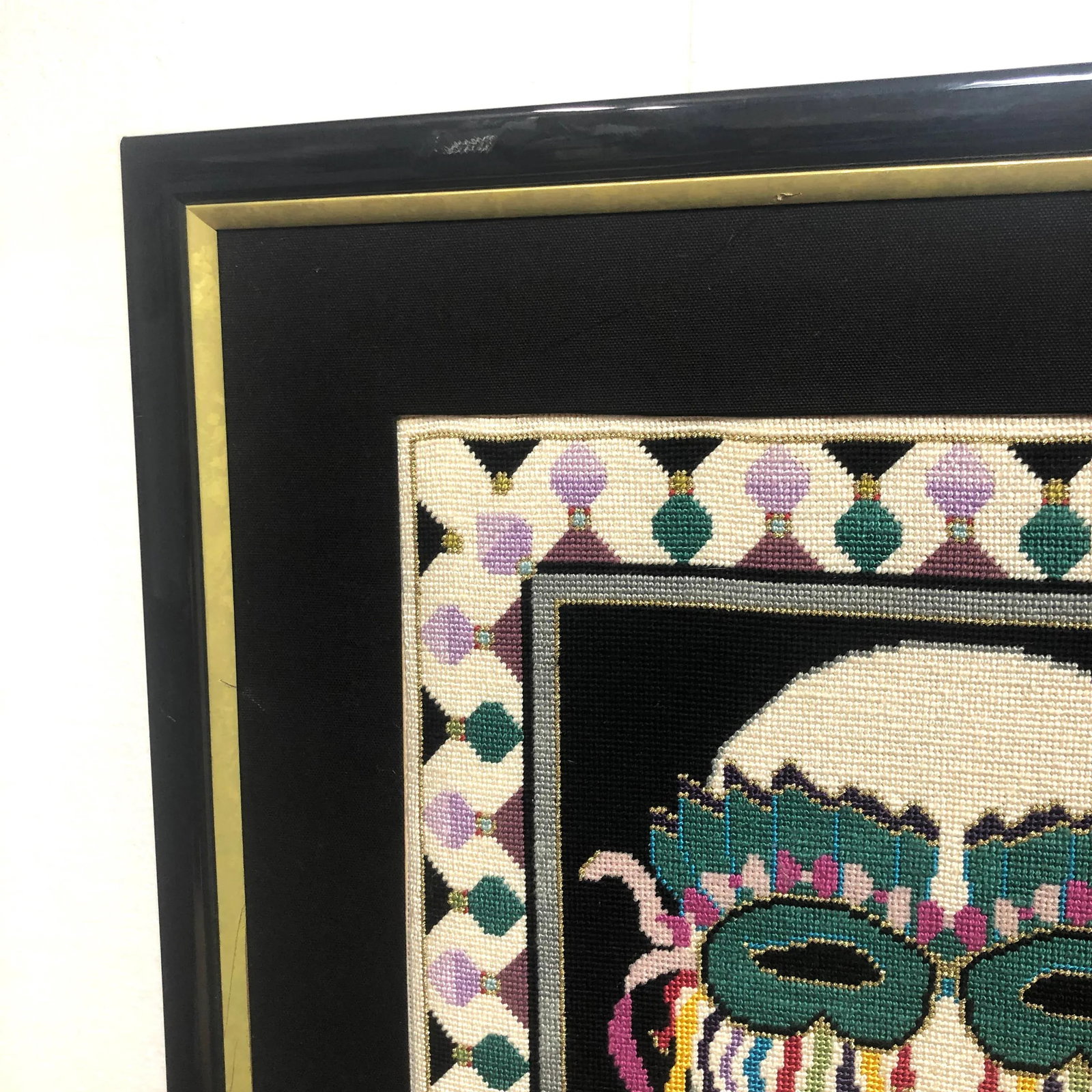 Extra Large 1980s Textile Wall Art | Carnival Masks - 4