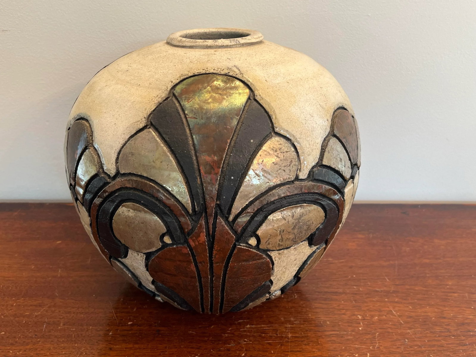 1980s Signed Art Nouveau Inspired Ceramic Vase Vessel - 2