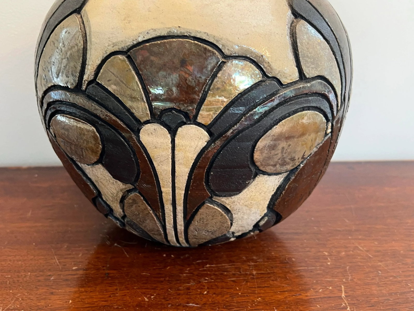 1980s Signed Art Nouveau Inspired Ceramic Vase Vessel - 4