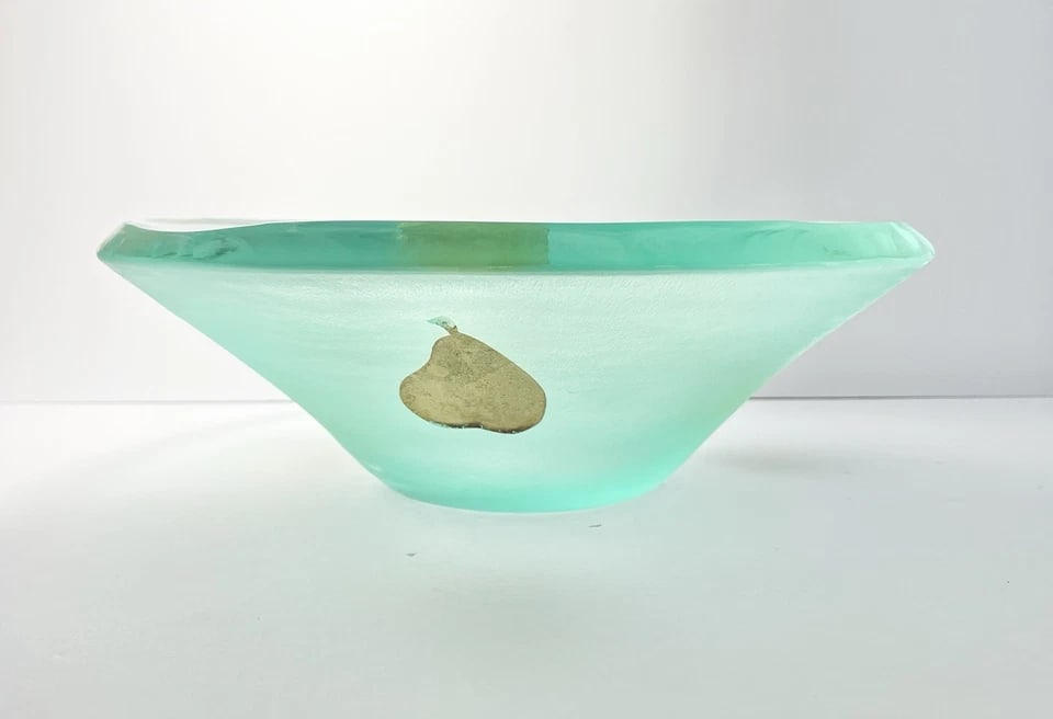 1990s Felt Glass, Jeffrey M. Andrews Kiln Formed Studio Glass Centerpiece Bowl - 2