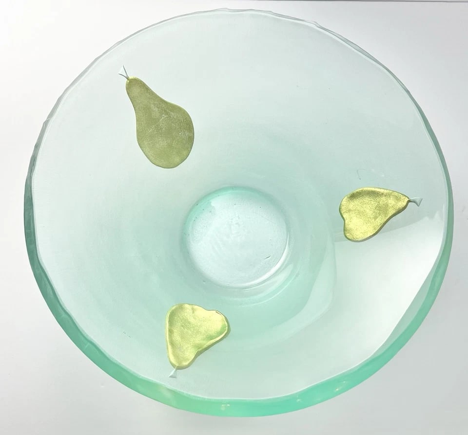 1990s Felt Glass, Jeffrey M. Andrews Kiln Formed Studio Glass Centerpiece Bowl - 3
