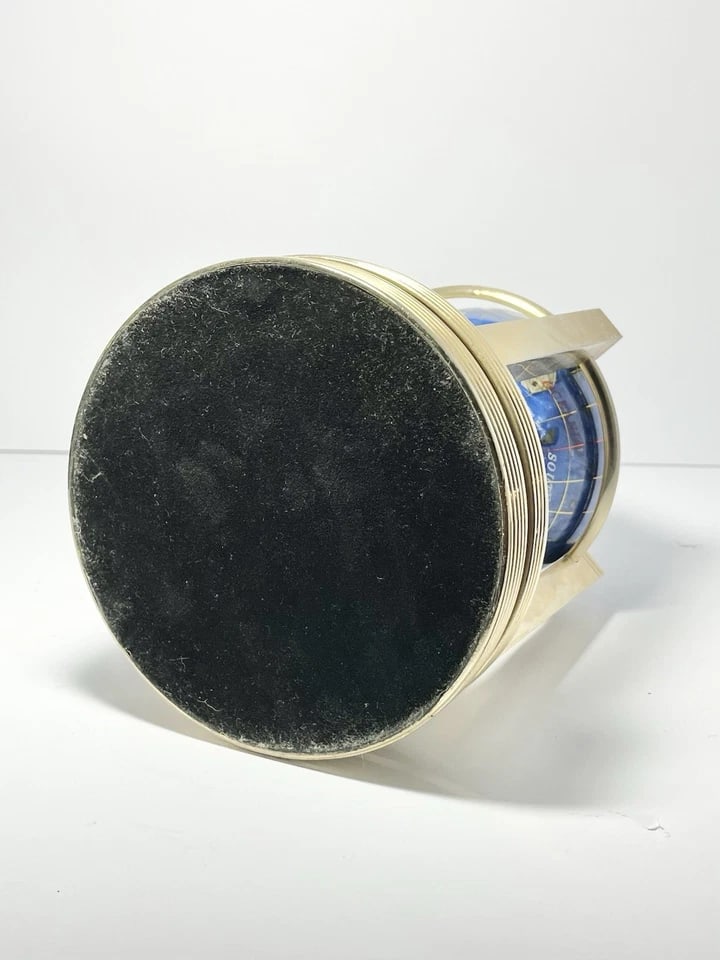 1990s Alexander Kalifano 3-Timepieces Thermometer Rotating Gemstone Brass Globe - 5