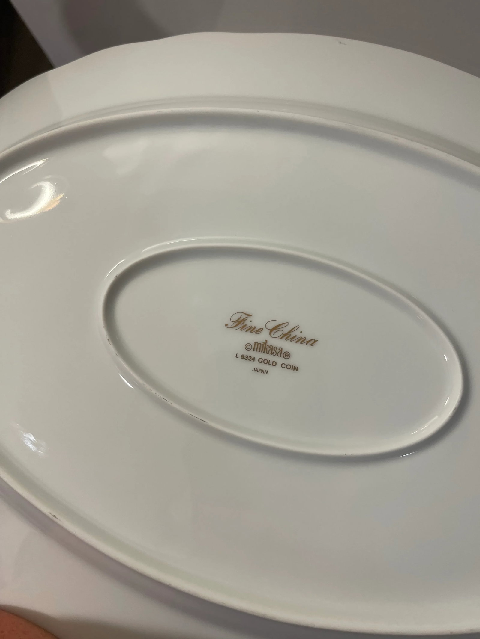 1980s Mikasa Gold Coin Large Oval Serving Platter - 10