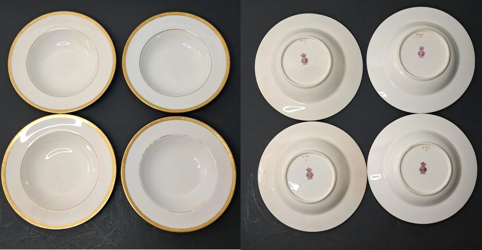 Early 1900s Mintons H969 27 Piece Dinnerware Set for 4 for Burley & Co. Gold Encrusted Sunburst - 9