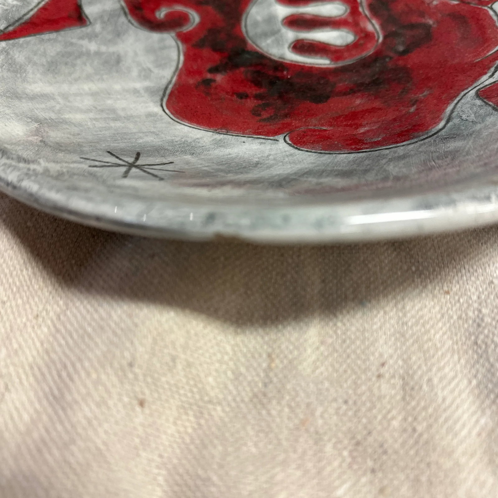 Italian Vintage Pottery Red Horse Platter Mid Century Fanciullacci Style - 5