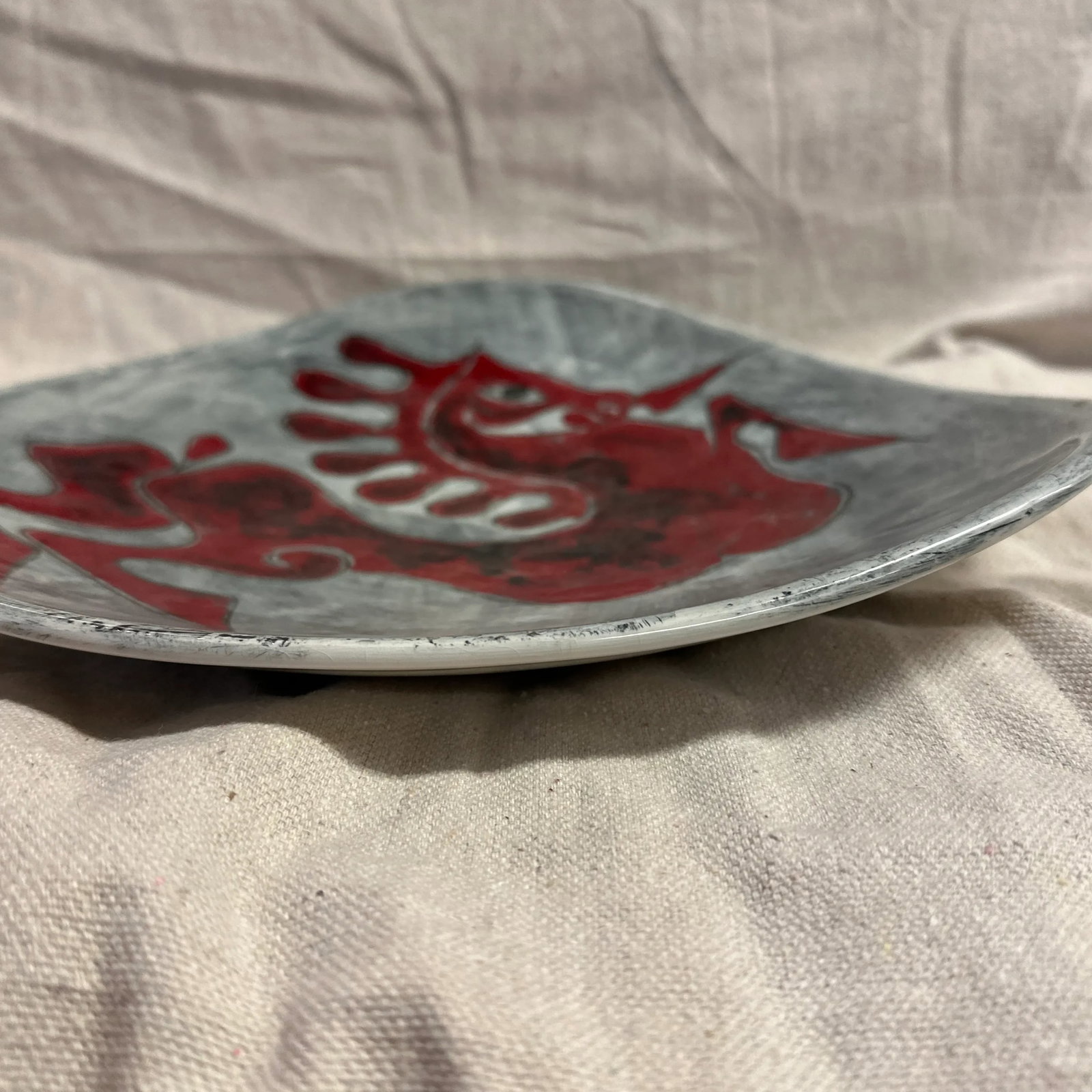 Italian Vintage Pottery Red Horse Platter Mid Century Fanciullacci Style - 6