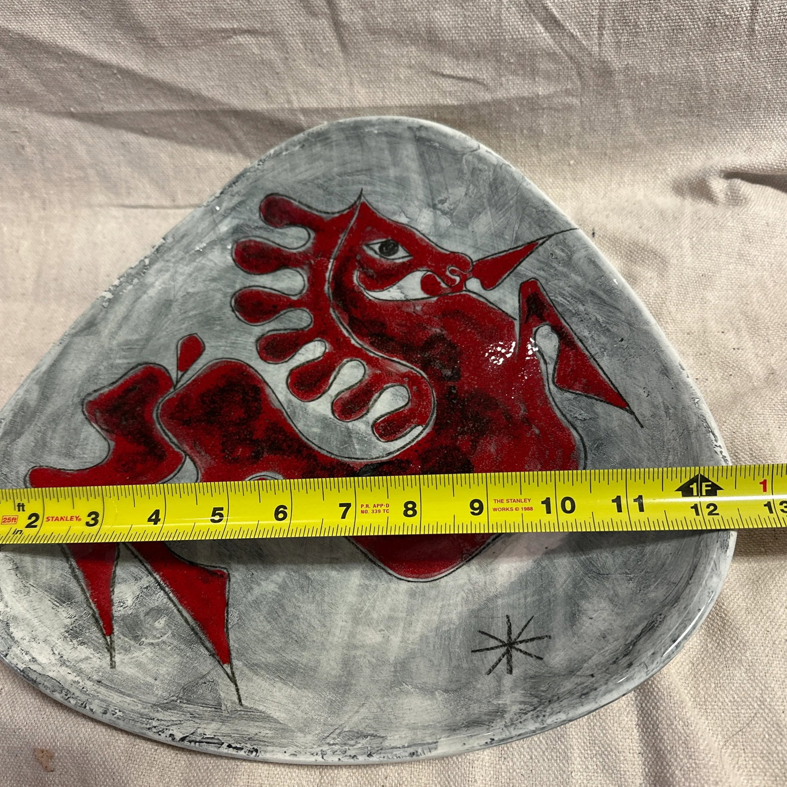 Italian Vintage Pottery Red Horse Platter Mid Century Fanciullacci Style - 7