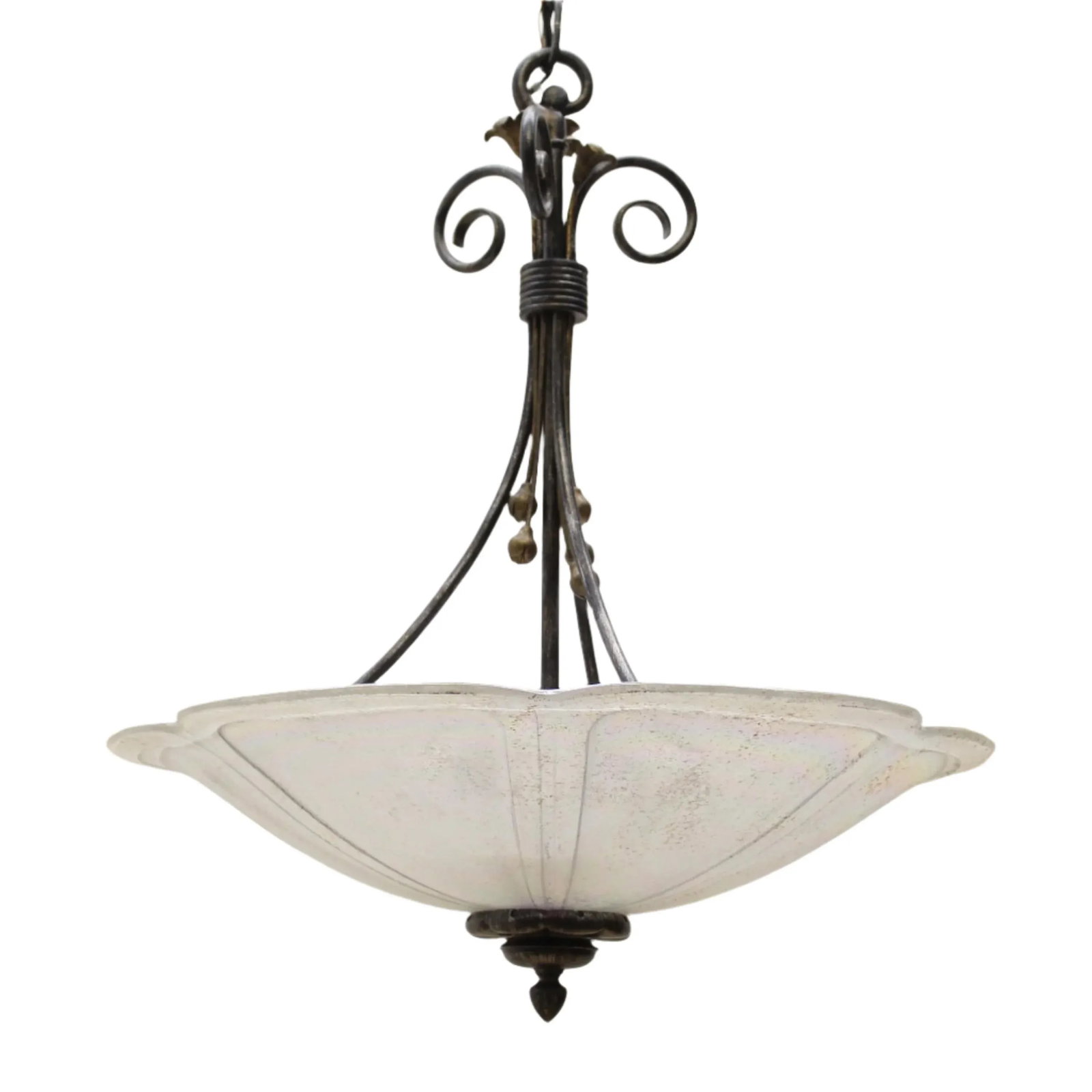 Iridescent Glass & Wrought Iron Flowers Pendant Light - 2