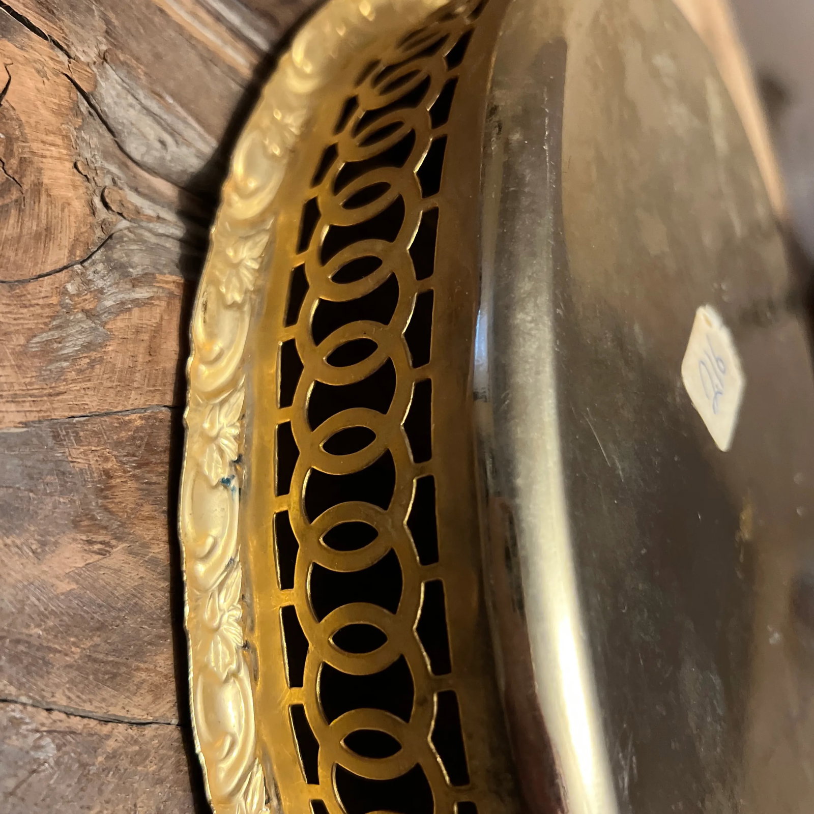 1980s Turkish Hand Hammered Brass Serving Tray - 12