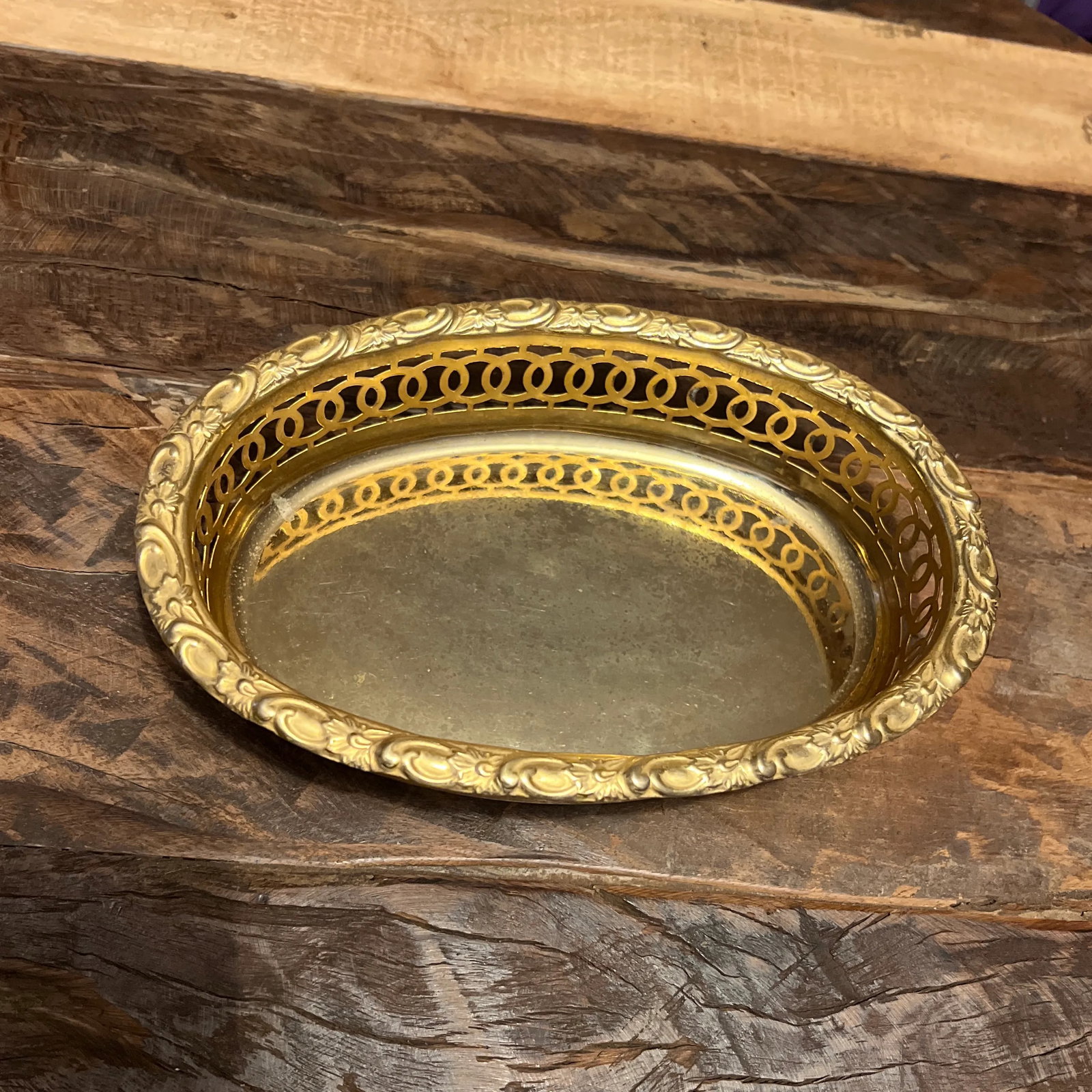 1980s Turkish Hand Hammered Brass Serving Tray - 3