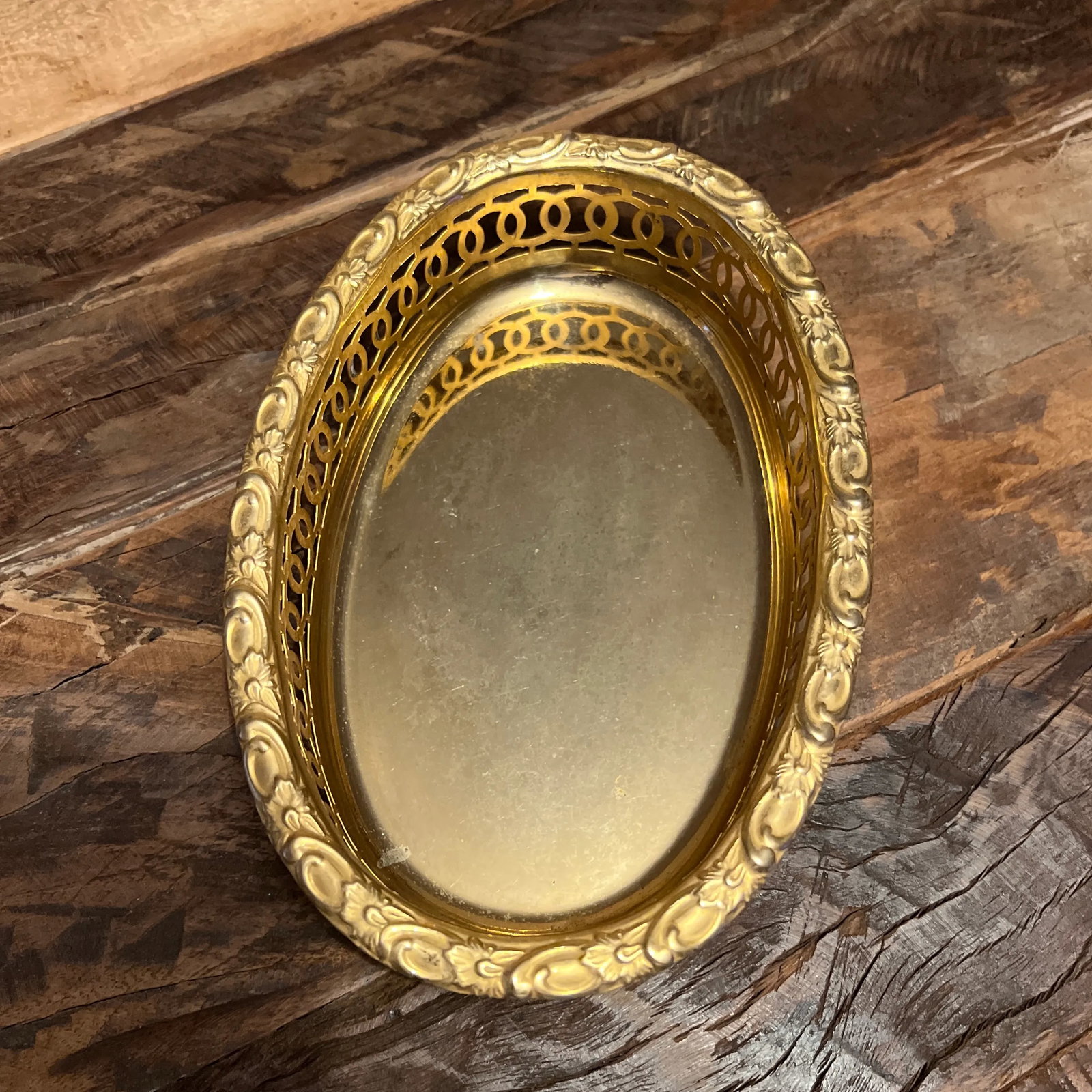 1980s Turkish Hand Hammered Brass Serving Tray - 4
