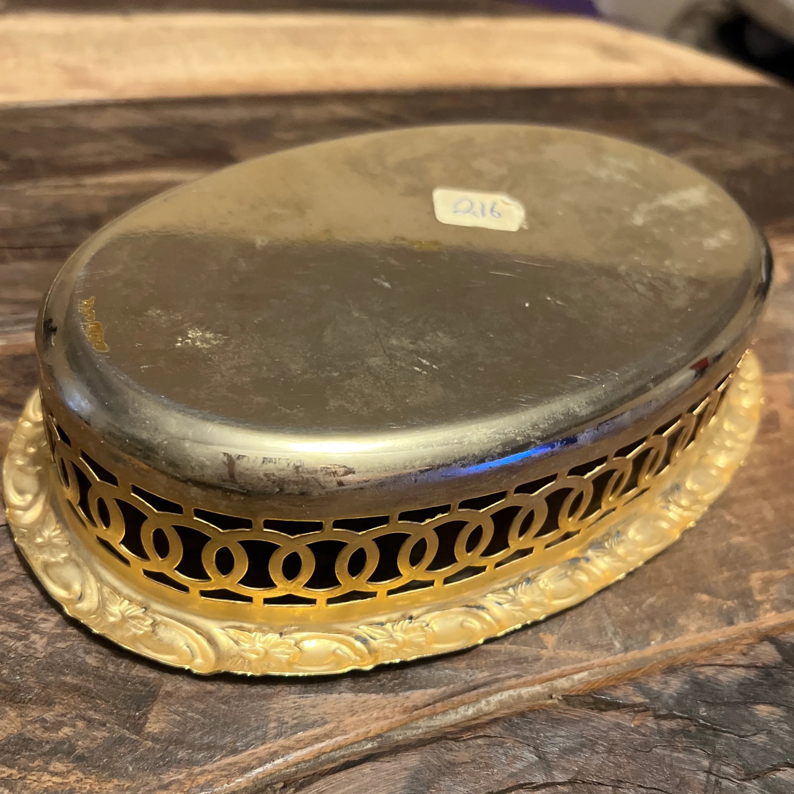 1980s Turkish Hand Hammered Brass Serving Tray - 5