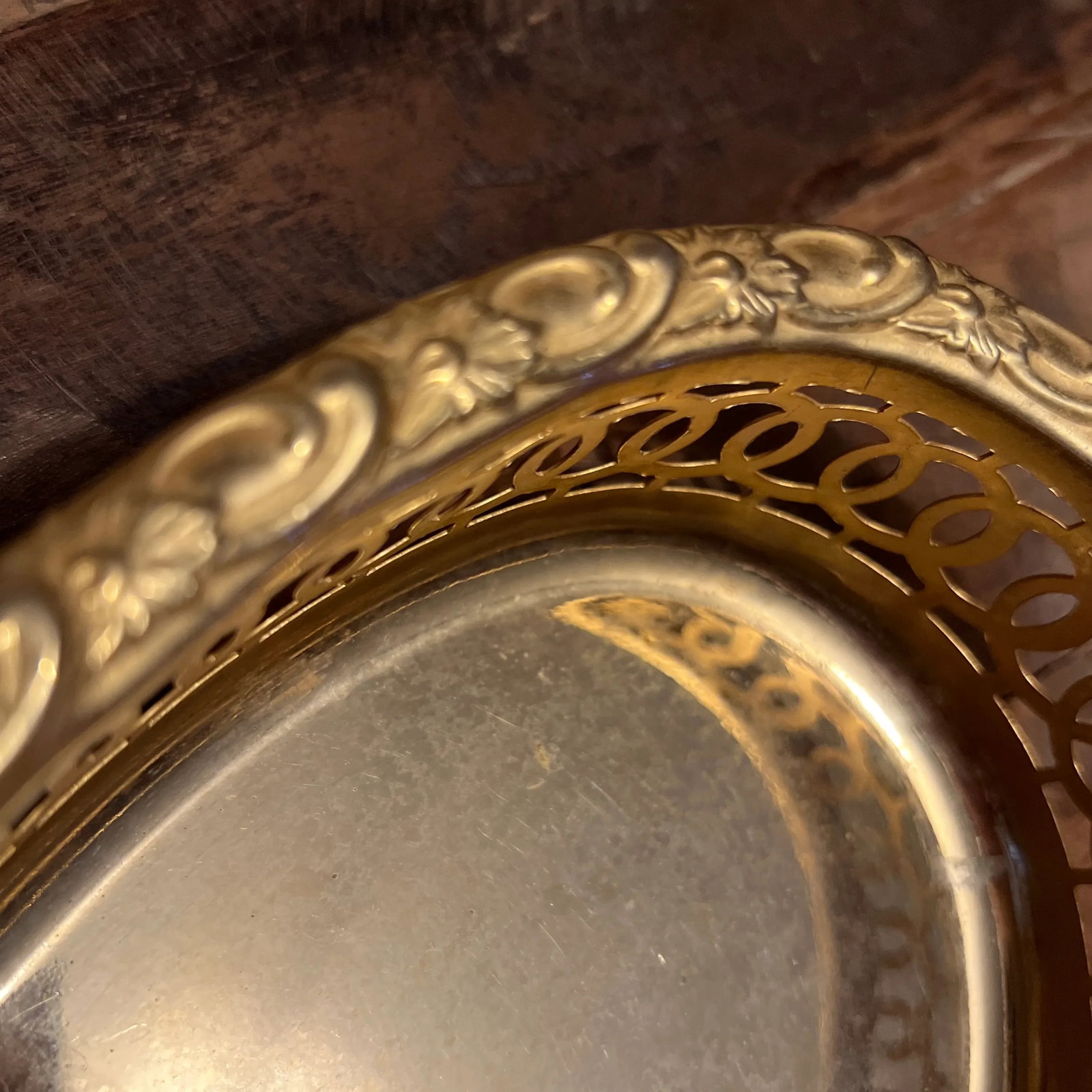 1980s Turkish Hand Hammered Brass Serving Tray - 8