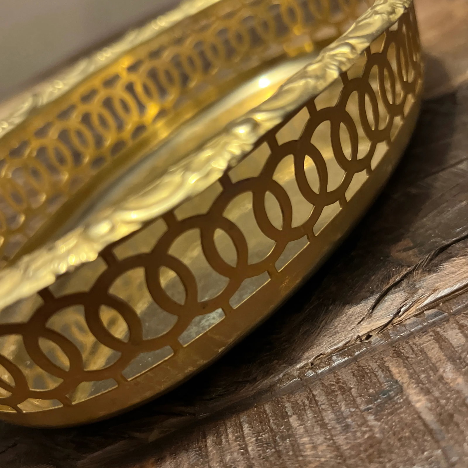 1980s Turkish Hand Hammered Brass Serving Tray - 9